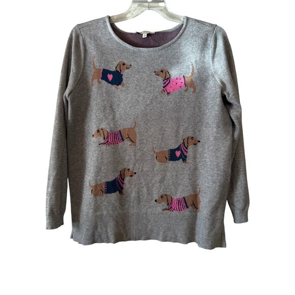 Astrologie Dachshund Puppy Intarsia Knit Sweater Gray SzL - Picture 1 of 7